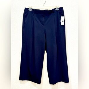 Liz Claiborne Navy Wide Leg Women's 14 Cropped Pants Impressionist Dream